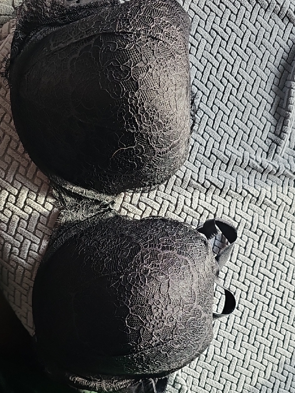 Victoria's Secret Black Lace Push-Up Bra - Floral Overlay